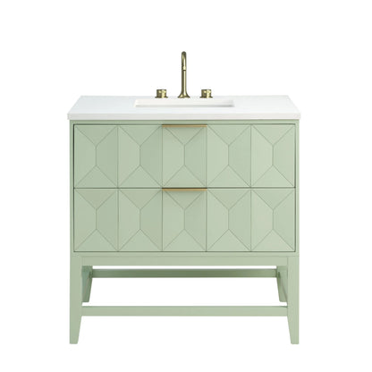 Emmeline 36" Single Vanity, Pistachio w/ 3 CM White Zeus Top