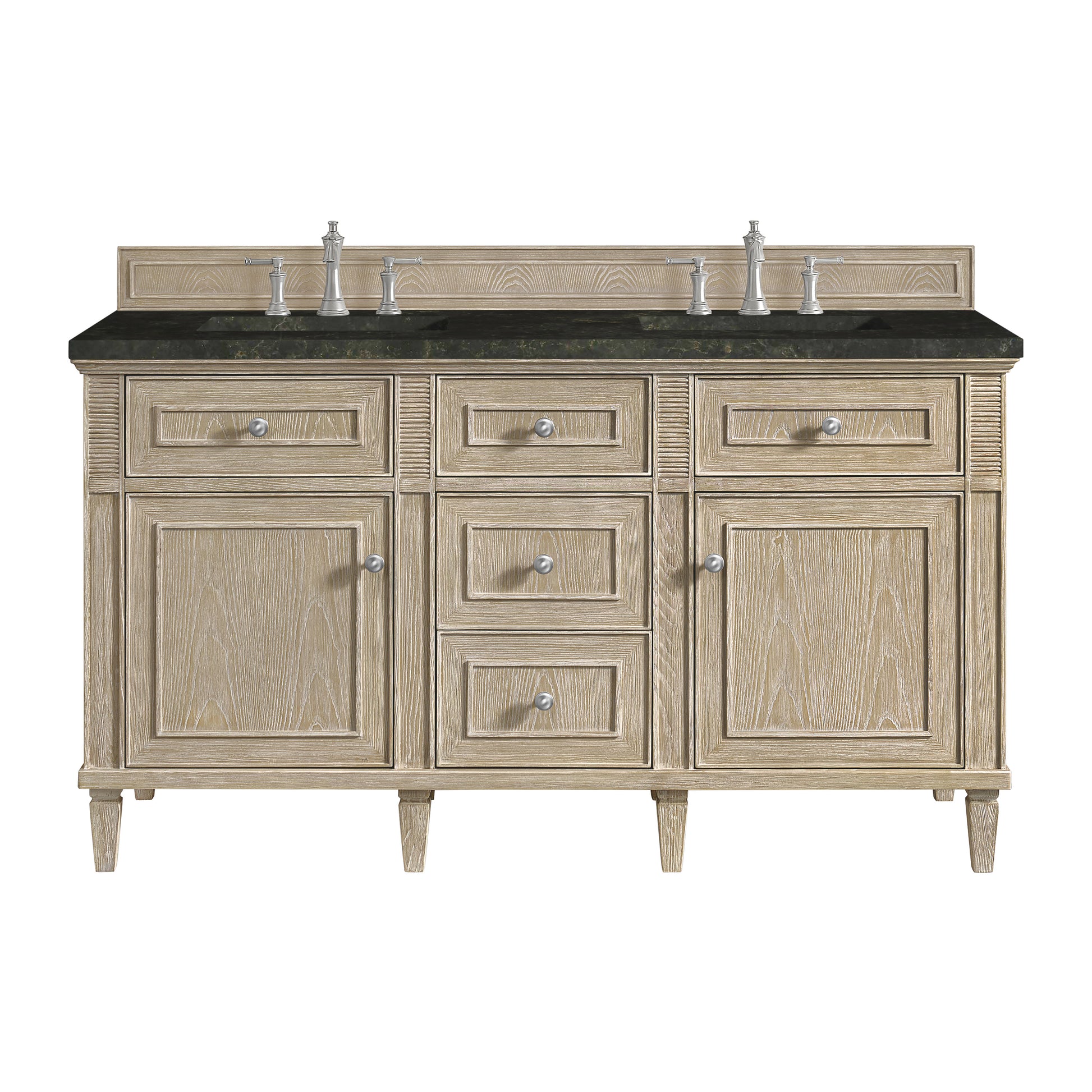Renovate for Less Atlanta Lorelai 60" Double Vanity, Whitewashed Oak, w/ 3 CM Phantome Eclos Top