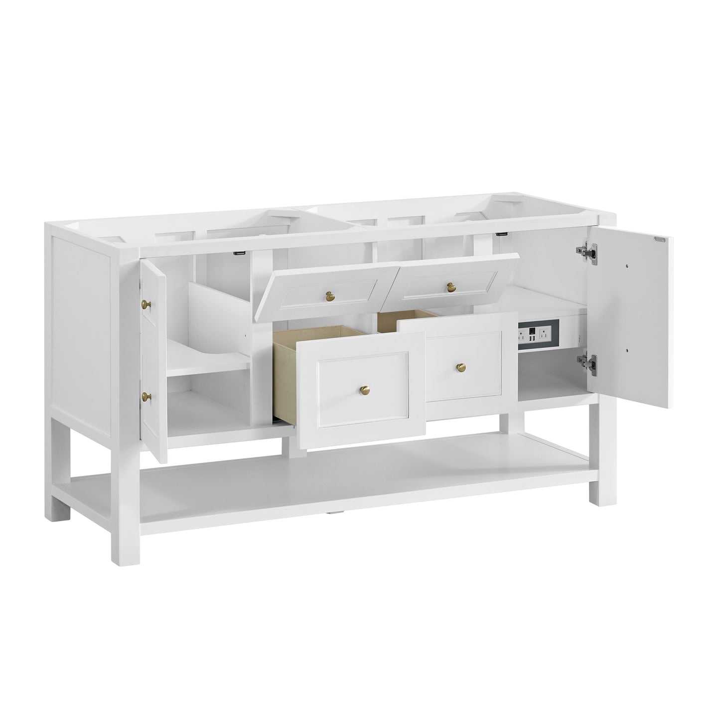 Renovate for Less Atlanta Breckenridge 60" Double Vanity, Bright White, w/ 3 CM Lime Delight Quartz Top