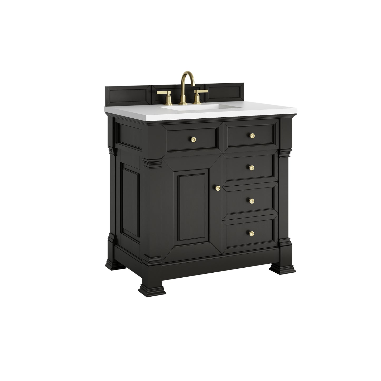 Renovate for Less Atlanta Brookfield 36" Single Vanity, Black Onyx,  w/ 3 CM White Zeus Silestone Top