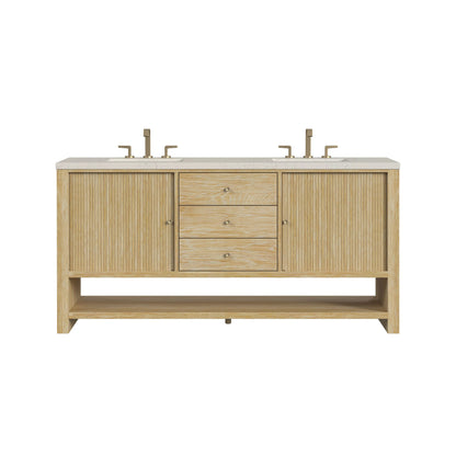 Marigot 72" Double Vanity, Sunwashed Oak, w/ 3 CM Siberian Silestone Top