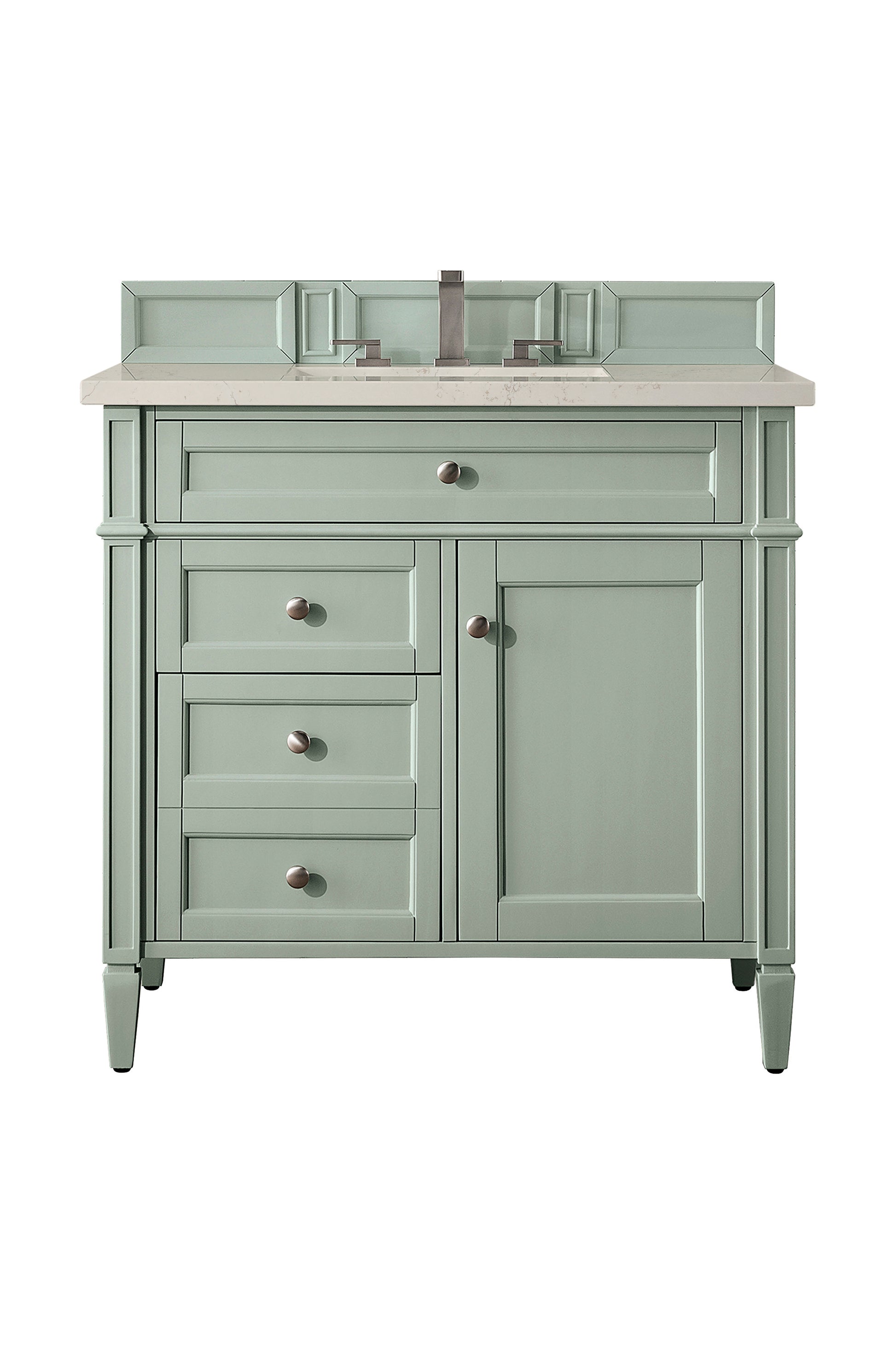 Renovate for Less Atlanta Brittany 36" Single Vanity, Sage Green, w/ 3 CM Siberian Silestone Top