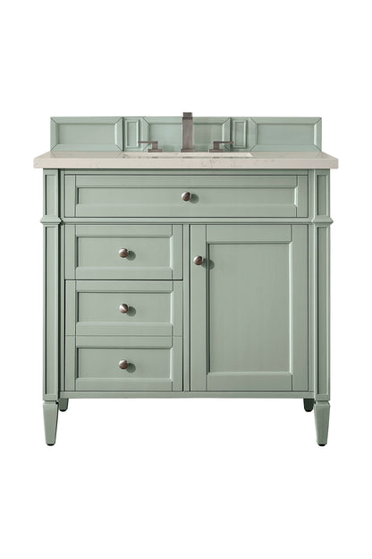 Renovate for Less Atlanta Brittany 36" Single Vanity, Sage Green, w/ 3 CM Siberian Silestone Top
