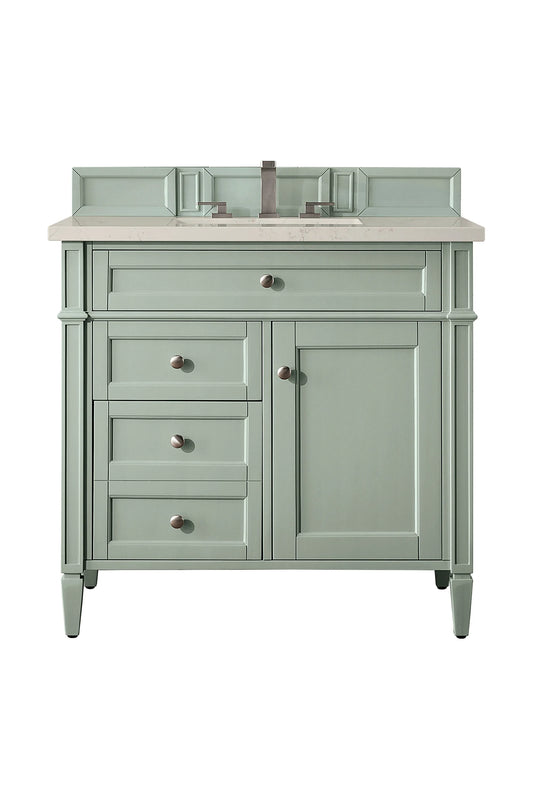 Brittany 36" Single Vanity, Sage Green, w/ 3 CM Siberian Silestone Top