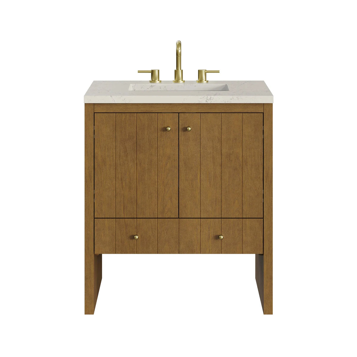 Hudson 30" Single Vanity, Honey Oak w/ 3 CM Siberian Silestone Top