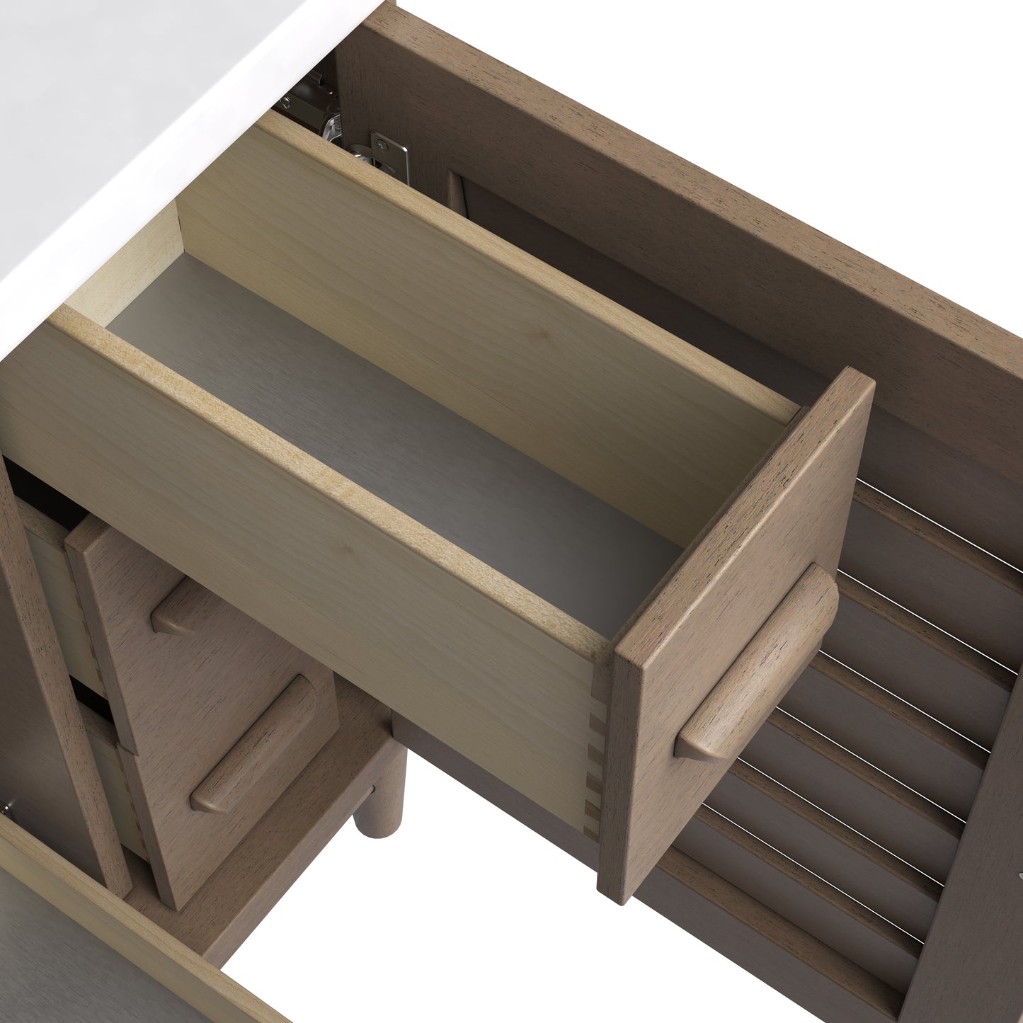Renovate for Less Atlanta Portland 36" Single Vanity Whitewashed Walnut w/ 3 CM Charcoal Soapstone Silestone Top