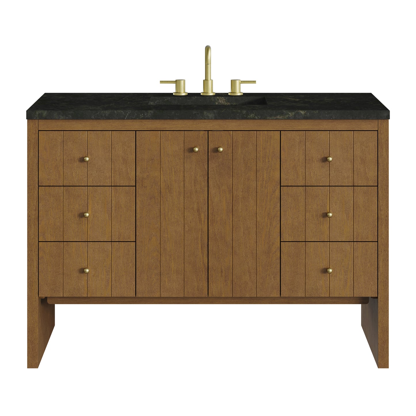 Renovate for Less Atlanta Hudson 48" Single Vanity, Honey Oak w/ 3 CM Phantome Eclos Top