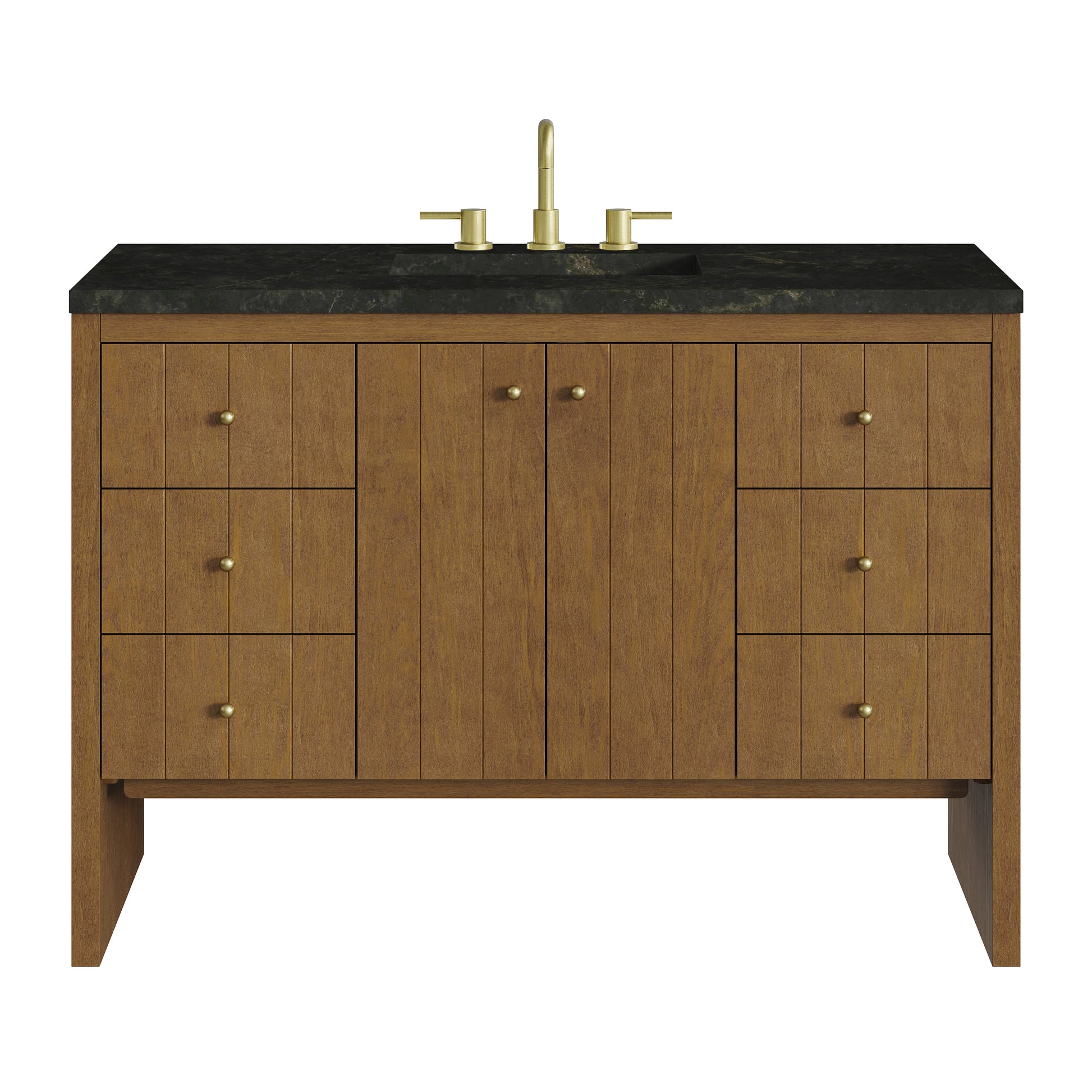 Renovate for Less Atlanta Hudson 48" Single Vanity, Honey Oak w/ 3 CM Phantome Eclos Top