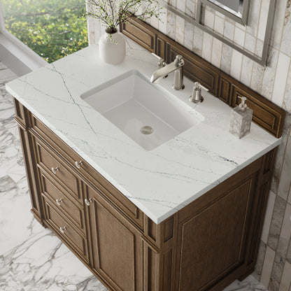 Renovate for Less Atlanta Bristol 36" Single Vanity, Saddle Brown w/ 3 CM Ethereal Noctis Silestone Top