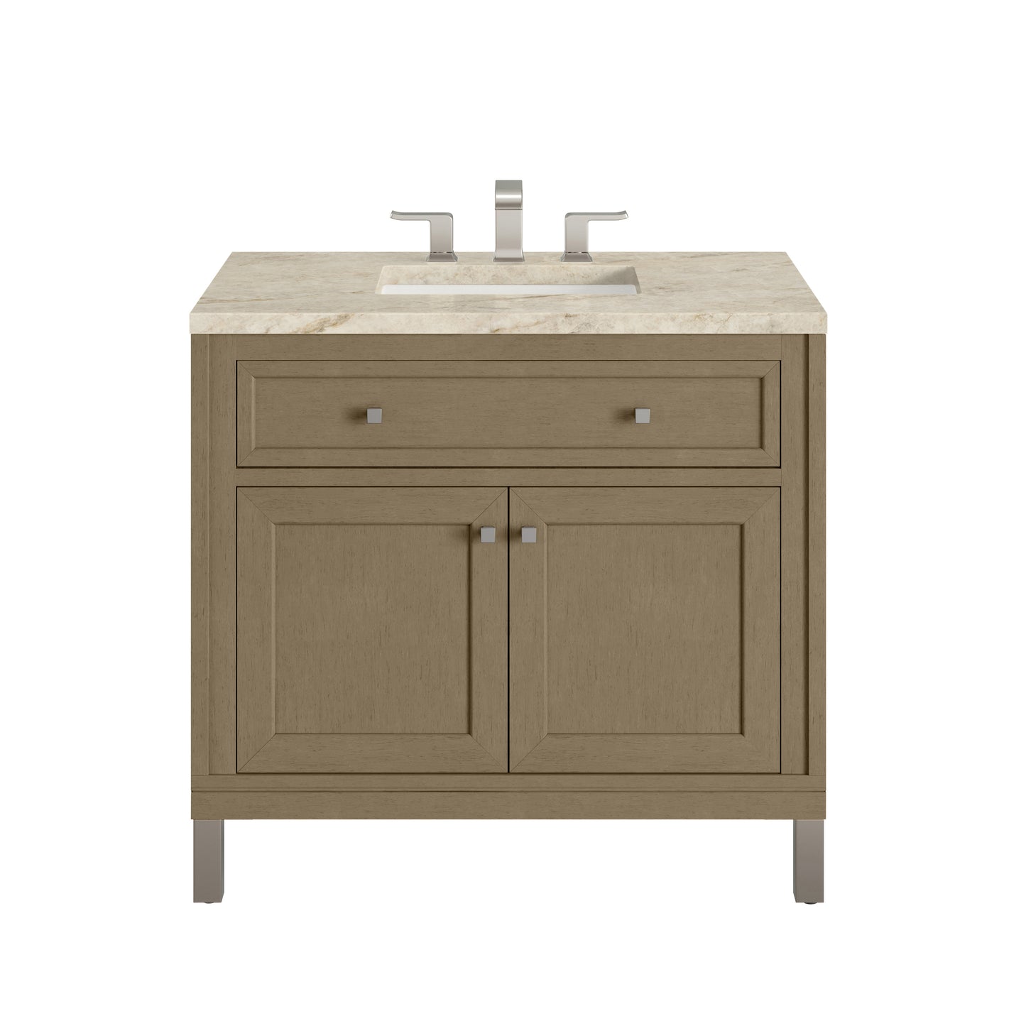 Renovate for Less Atlanta Chicago 36" Single Vanity, Walnut Whisper, w/ 3 CM Tajnar Eclos Top