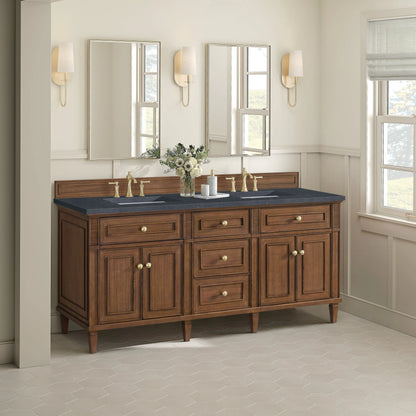 Lorelai 72"Double Vanity, Mid-Century Walnut w/ 3 CM Charcoal Soapstone Silestone Top