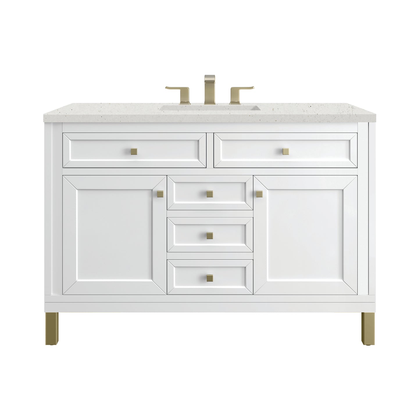 Renovate for Less Atlanta Chicago 48" Single Vanity, Glossy White, w/ 3 CM Lime Delight Silestone® Top
