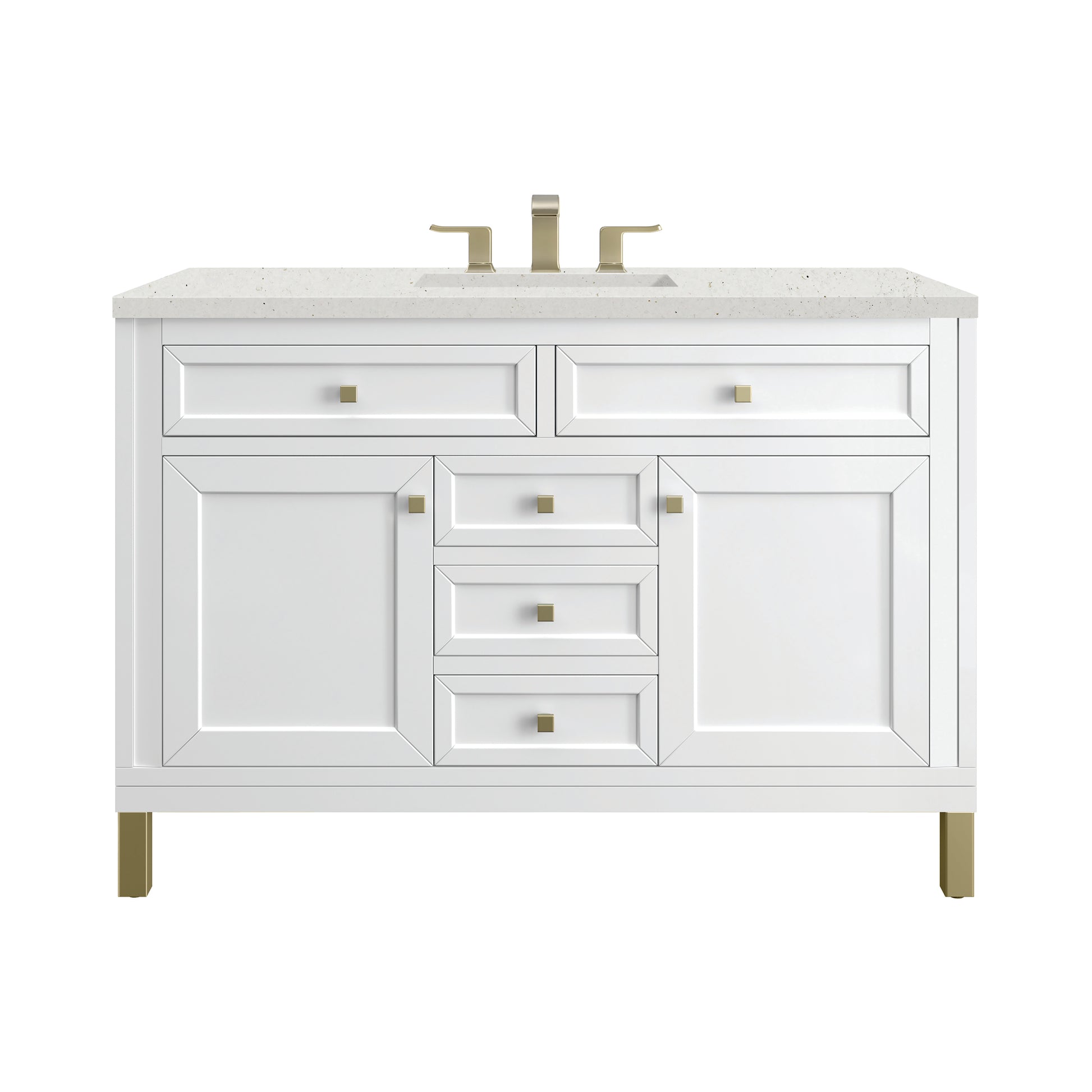 Renovate for Less Atlanta Chicago 48" Single Vanity, Glossy White, w/ 3 CM Lime Delight Silestone® Top