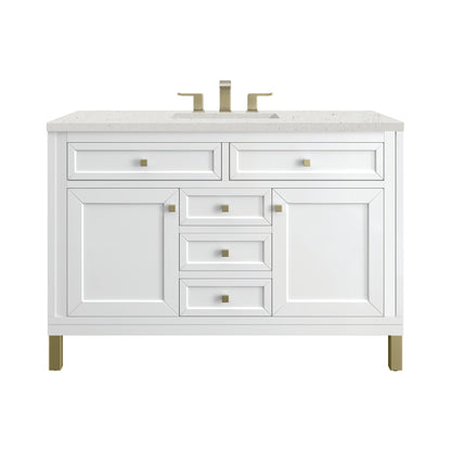 Renovate for Less Atlanta Chicago 48" Single Vanity, Glossy White, w/ 3 CM Lime Delight Silestone® Top
