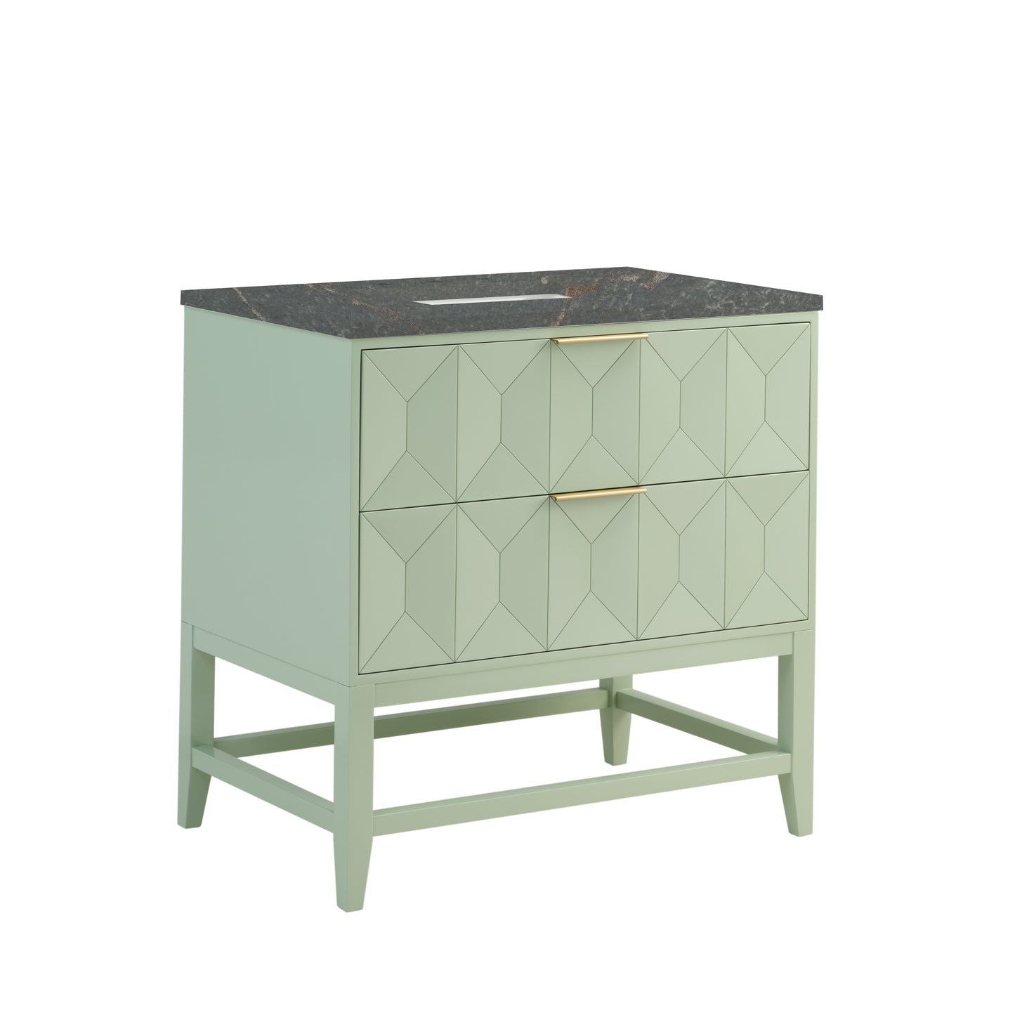 Renovate for Less Atlanta Emmeline 36" Single Vanity, Pistachio w/ 3 CM Parisien Bleu Top
