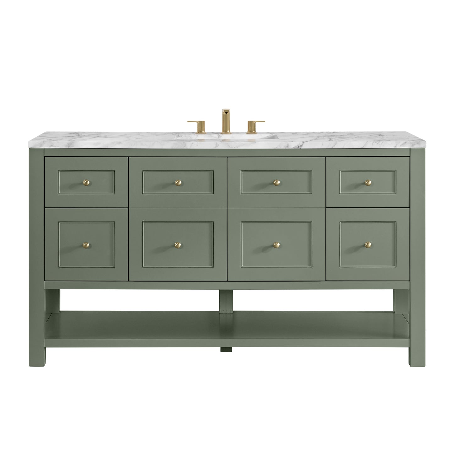 Renovate for Less Atlanta Breckenridge 60" Single Vanity, Smokey Celadon, w/ 3 CM Carrara Marble Top