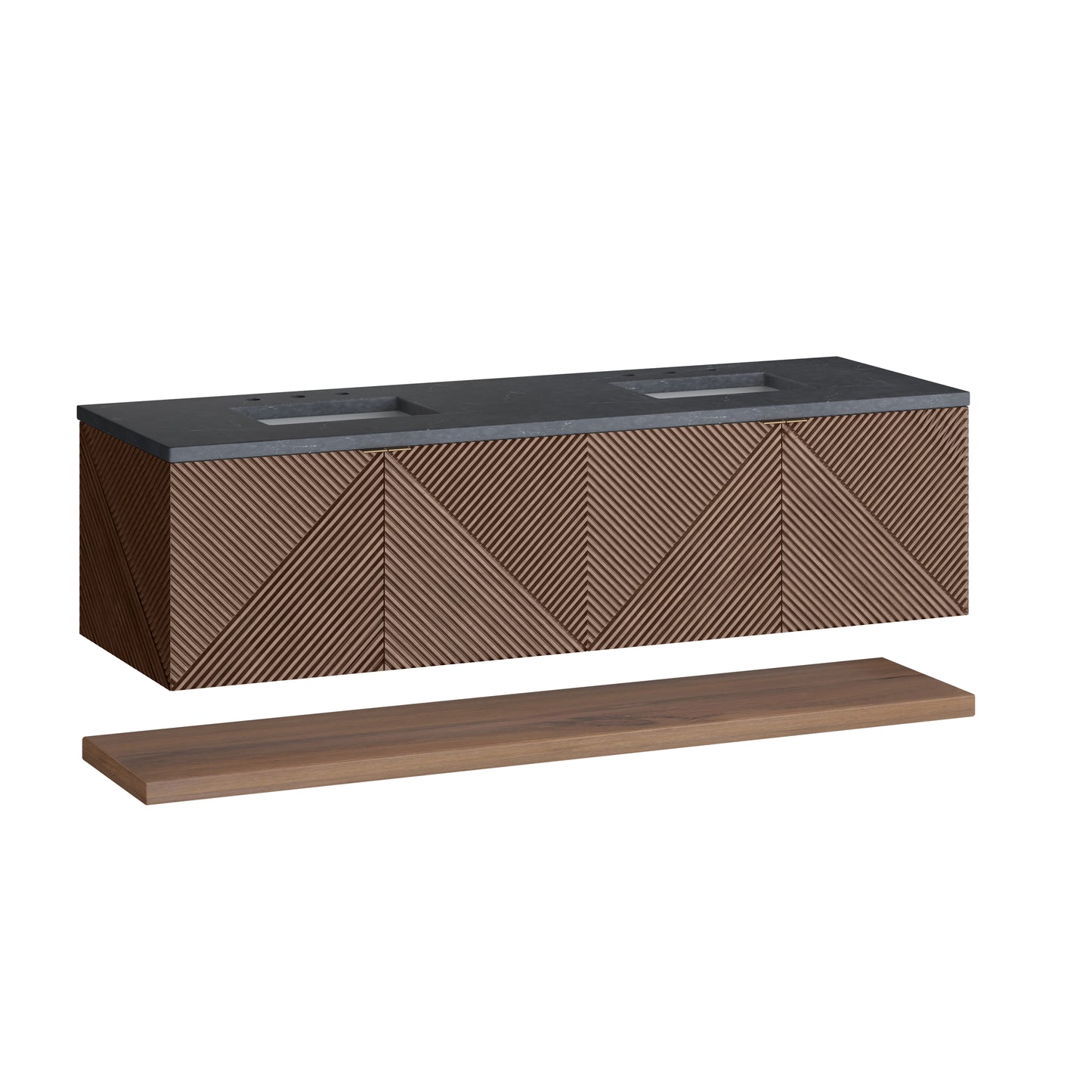 Renovate for Less Atlanta Marcello 72" Double Vanity, Chestnut w/ 3 CM Charcoal Soapstone Top
