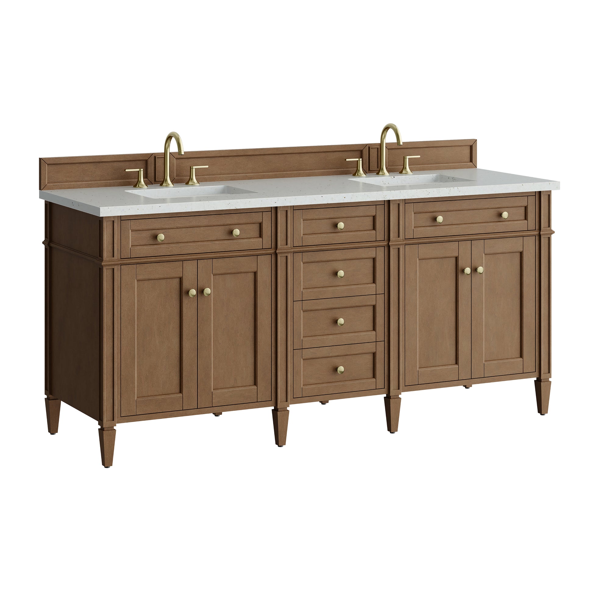 Renovate for Less Atlanta Brittany 72" Double Vanity, Pecan w/ 3 CM Lime Delight Silestone Top