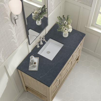 Renovate for Less Atlanta Breckenridge 48" Single Vanity, Whitewashed Oak w/ 3 CM Charcoal Soapstone Silestone Top