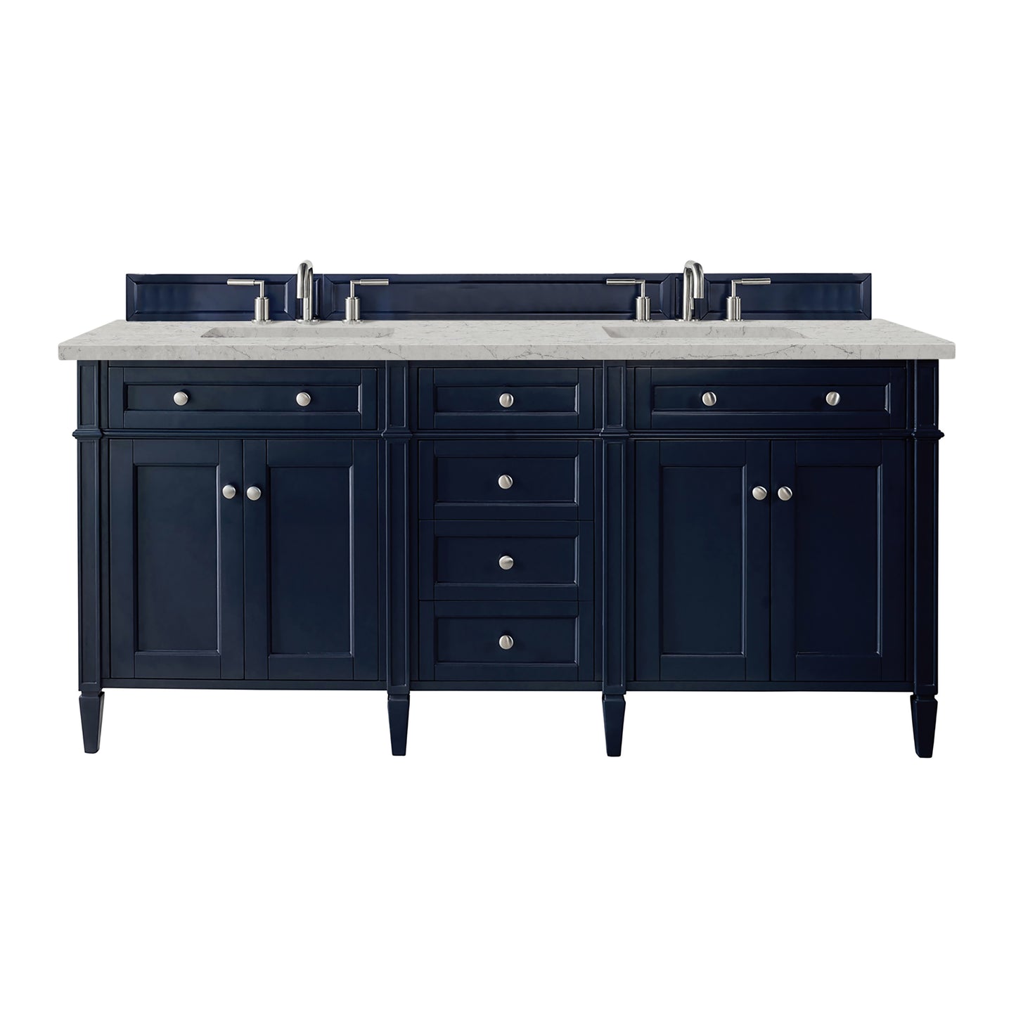 Renovate for Less Atlanta Brittany 72" Double Vanity, Victory Blue w/ 3 CM Eternal Jasmine Pearl Silestone Top