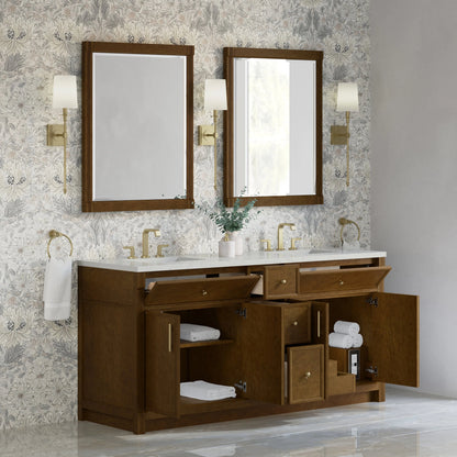 Bellshire 72" Double Vanity, Honey Oak w/ 3 CM Lime Delight Silestone Top
