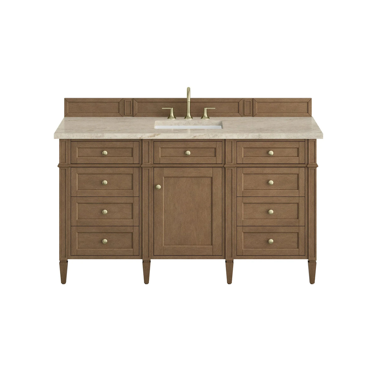 Brittany 60" Single Vanity, Pecan w/ 3 CM Tajnar Eclos Top