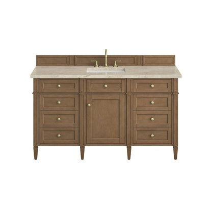 Brittany 60" Single Vanity, Pecan w/ 3 CM Tajnar Eclos Top