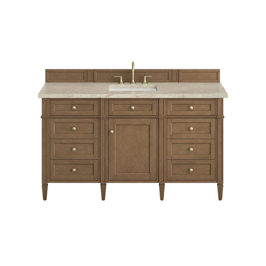 Brittany 60" Single Vanity, Pecan w/ 3 CM Tajnar Eclos Top