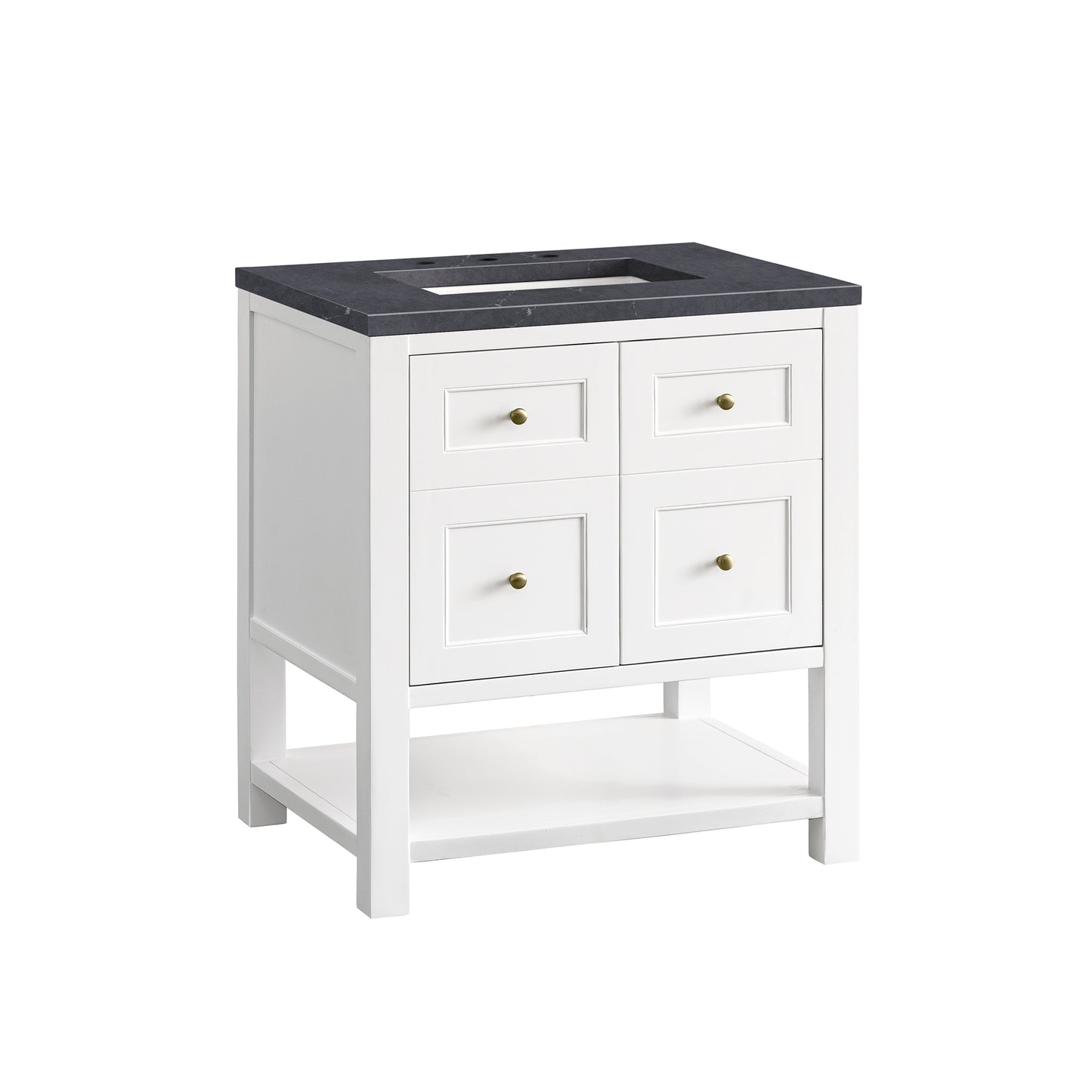 Renovate for Less Atlanta Breckenridge 30" Single Vanity, Bright White w/ 3 CM Charcoal Soapstone Top
