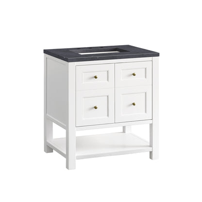 Renovate for Less Atlanta Breckenridge 30" Single Vanity, Bright White w/ 3 CM Charcoal Soapstone Top