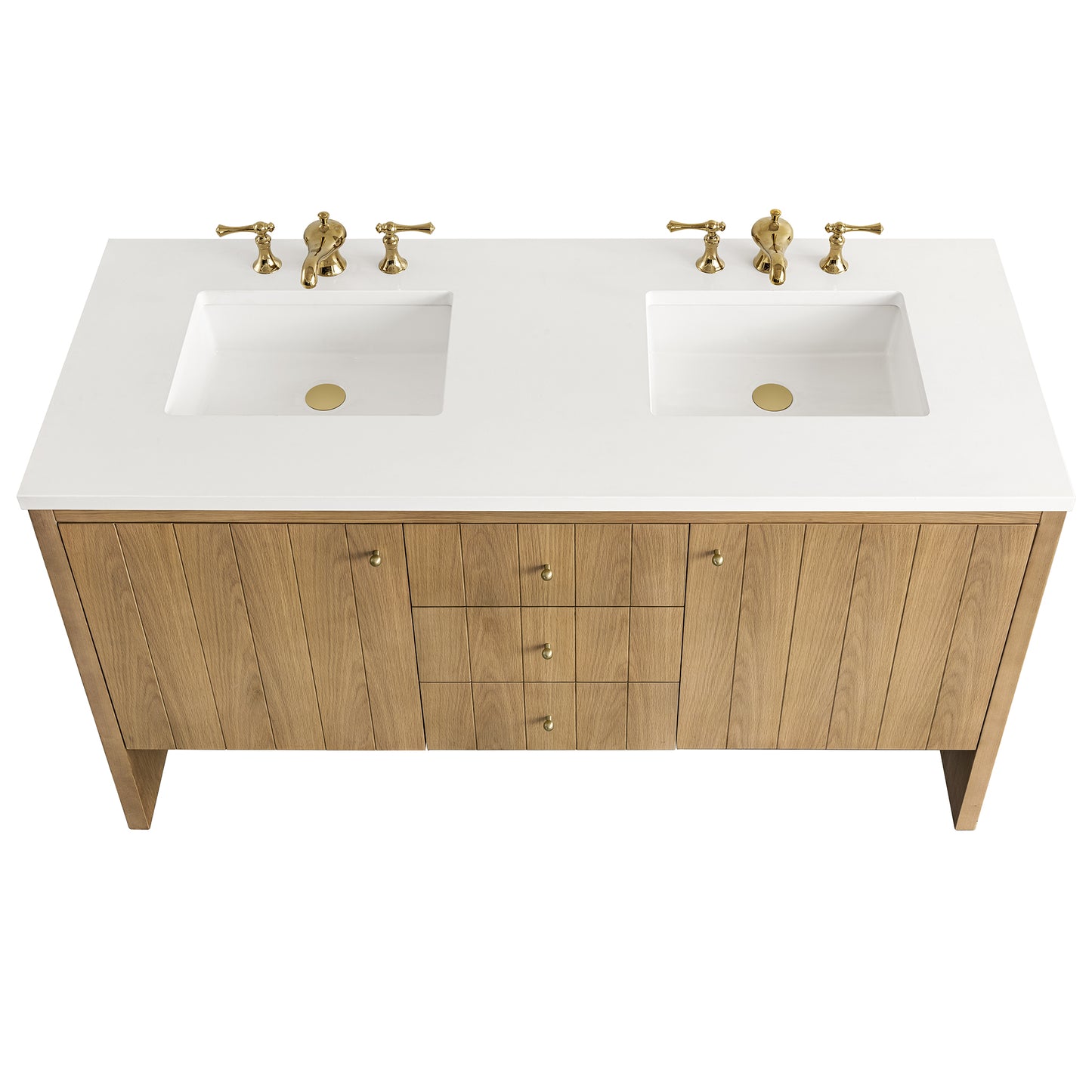 Renovate for Less Atlanta Hudson 60" Double Vanity Cabinet, Light Natural Oak