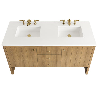 Renovate for Less Atlanta Hudson 60" Double Vanity Cabinet, Light Natural Oak