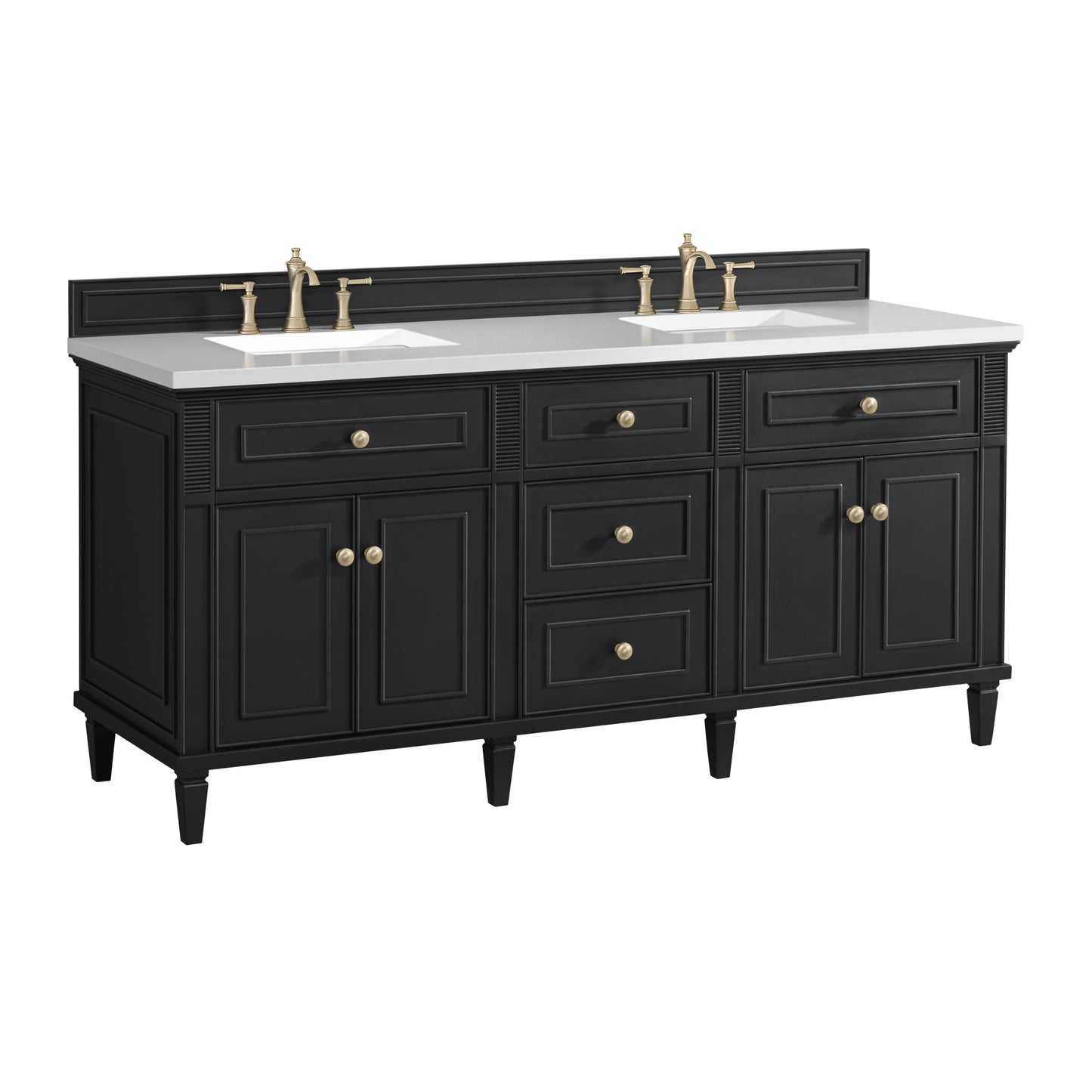 Renovate for Less Atlanta Lorelai 72" Double Vanity, Black Onyx w/ 3 CM White Zeus Silestone Top