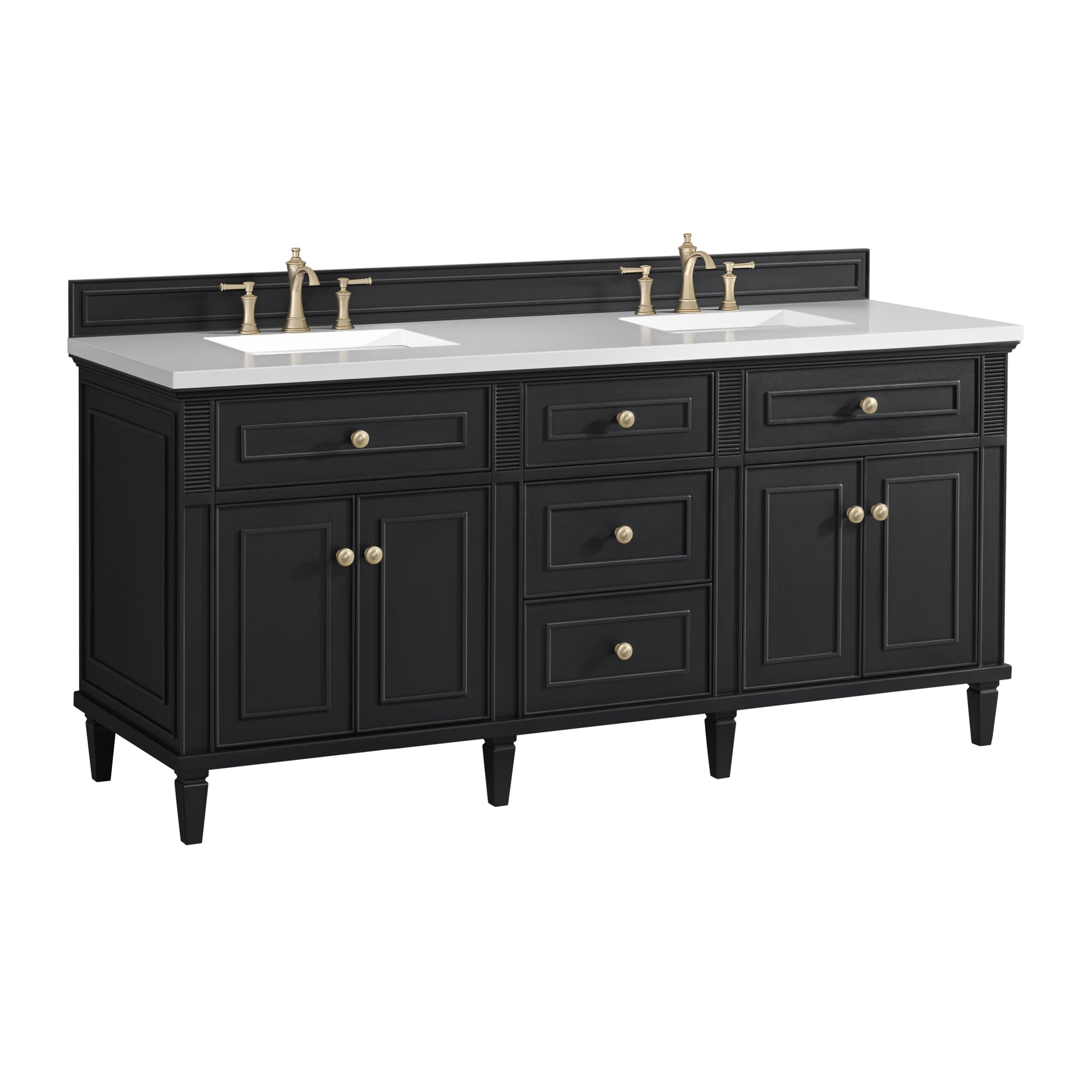 Renovate for Less Atlanta Lorelai 72" Double Vanity, Black Onyx w/ 3 CM White Zeus Silestone Top