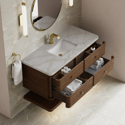 Renovate for Less Atlanta Allamari 48" Single Vanity, Sable w/ Single Hole 3 CM Victorian Silver Silestone Top