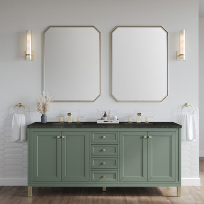 Renovate for Less Atlanta Chicago 72" Double Vanity, Smokey Celadon, w/ 3 CM Phantome Eclos Top