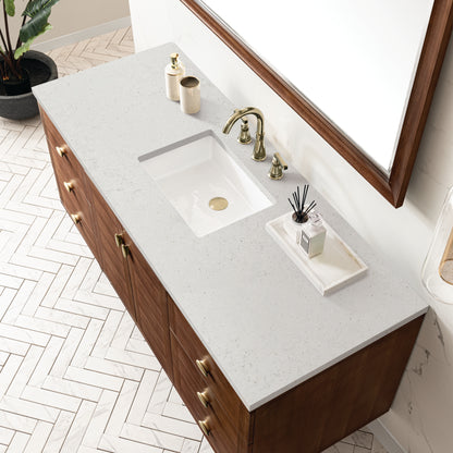 Renovate for Less Atlanta Amberly 60" Single Vanity, Mid-Century Walnut w/ 3 CM Lime Delight Top