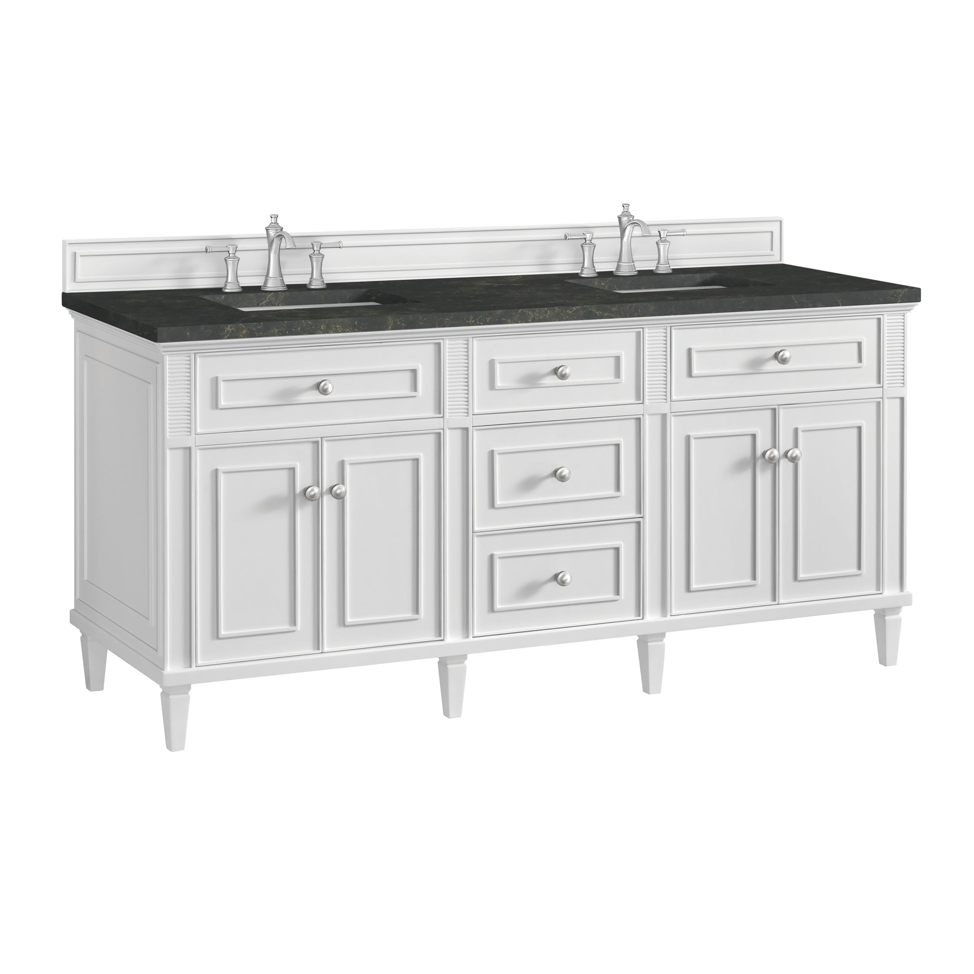 Renovate for Less Atlanta Lorelai 72" Double Vanity, Bright White, w/ 3 CM Phantome Eclos Top
