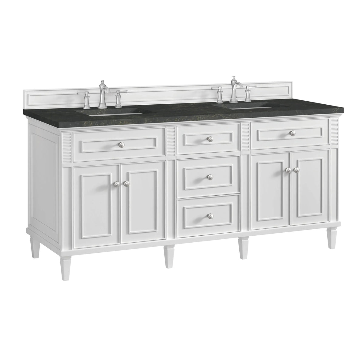 Lorelai 72" Double Vanity, Bright White, w/ 3 CM Phantome Eclos Top