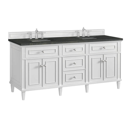 Lorelai 72" Double Vanity, Bright White, w/ 3 CM Phantome Eclos Top