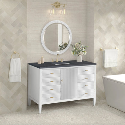 Myrrin 48" Single Vanity, Bright White w/ 3 CM Charcoal Soapstone Silestone Top