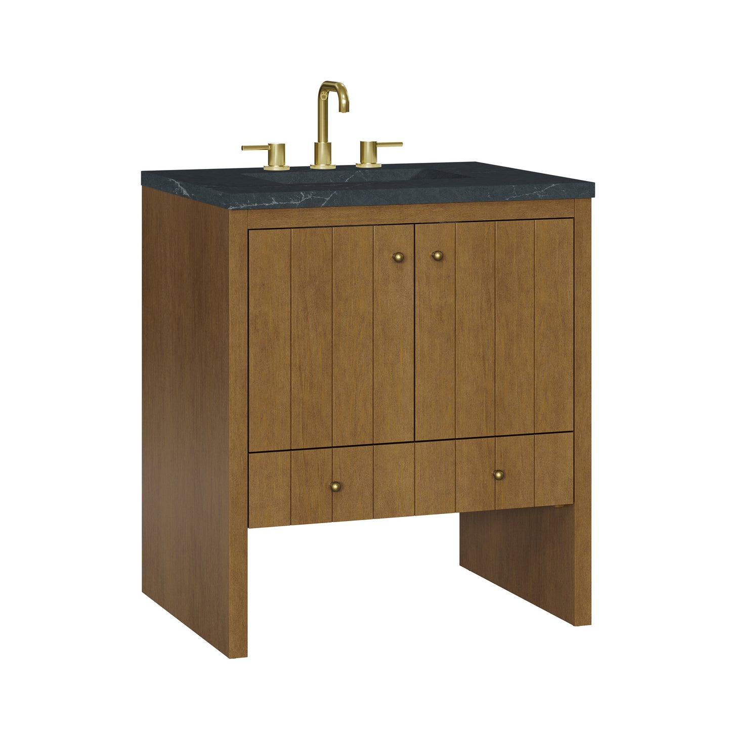 Renovate for Less Atlanta Hudson 30" Single Vanity, Honey Oak w/ 3 CM Charcoal Soapstone Silestone Top