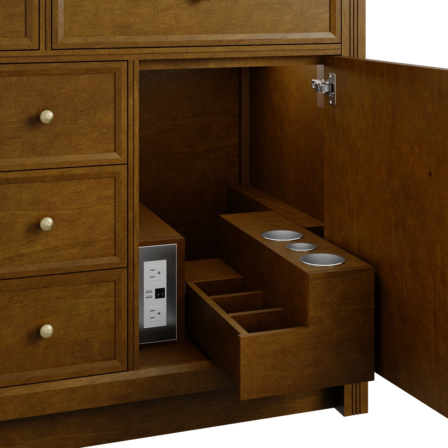 Renovate for Less Atlanta Bellshire 48" Single Vanity, Honey Oak w/ 3 CM Ethereal Noctis Silestone Top