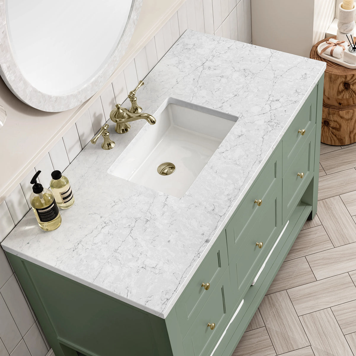 Breckenridge 48" Single Vanity Cabinet, Smokey Celadon, view 2