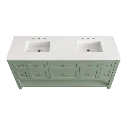 Breckenridge 72" Double Vanity Base Only, Smokey Celadon, view 3