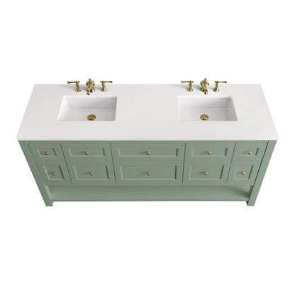 Breckenridge 72" Double Vanity Base Only, Smokey Celadon, view 4