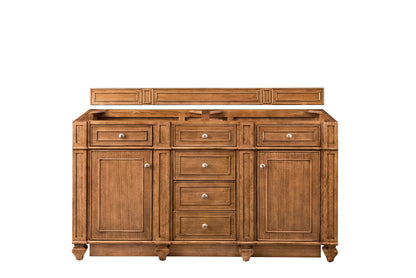 Bristol 60" Double Vanity Cabinet, Saddle Brown