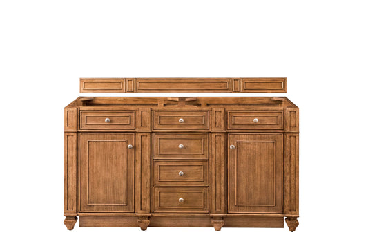 Bristol 60" Double Vanity Cabinet, Saddle Brown