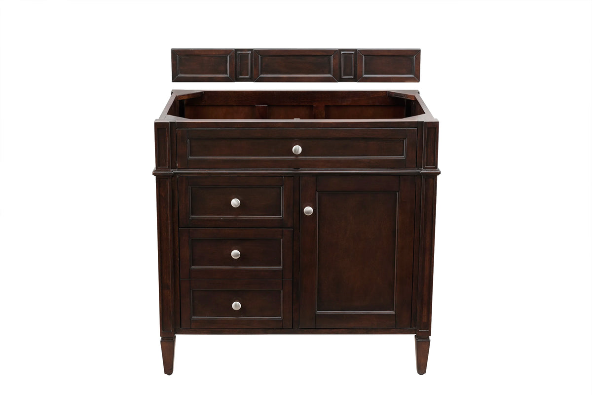 Brittany 36" Single Vanity Cabinet, Burnished Mahogany
