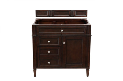 Brittany 36" Single Vanity Cabinet, Burnished Mahogany